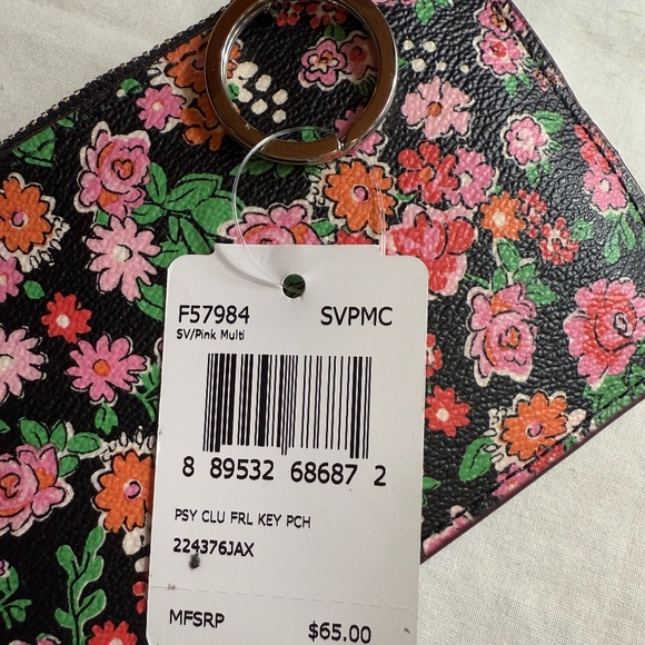 Coach Keychain Pouch Zip Pink Multi Color Wallet - Picture 3 of 3